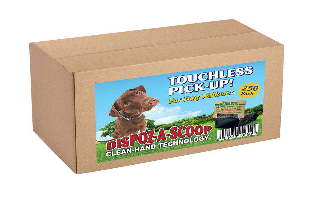 Dispoz-A-Scoop® Safe, Sanitary Dog Poop Clean-up! Self-Sealing Odor-Free No Touch! 250 Pack