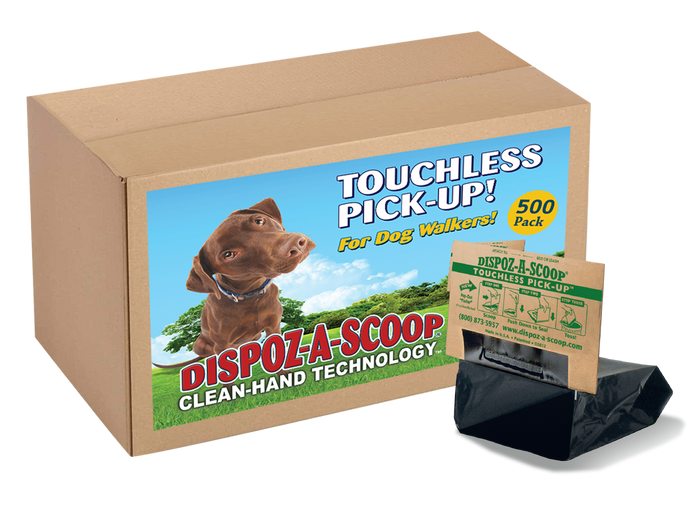 Dispoz-A-Scoop® Safe, Sanitary Dog Poop Clean-up! Self-Sealing Odor-Free No Touch! 500 Pack