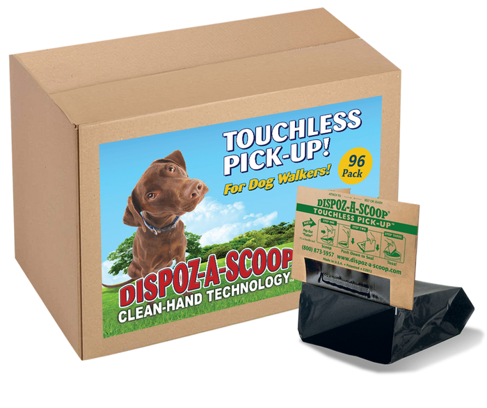 Dispoz-A-Scoop® Safe, Sanitary Dog Poop Clean-up! Self-Sealing Odor-Free No Touch! 96 Pack